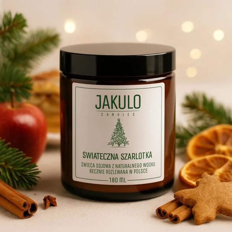 Świeca sojowa Świąteczna Szarlotka 180ml z aromatem