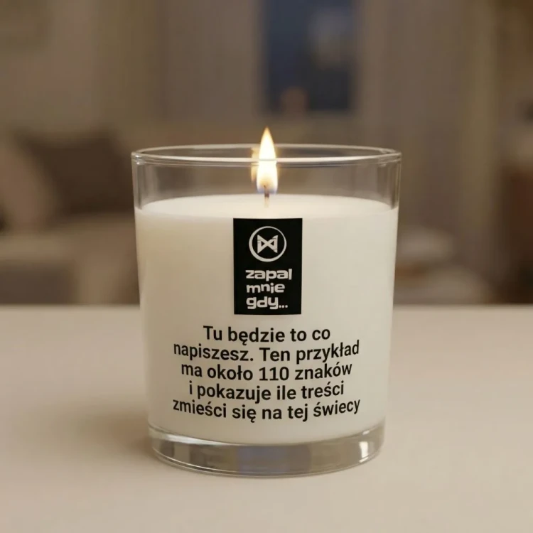 Personalizowana świeca sojowa 365 ml Zapal mnie gdy, nadruk na szkle