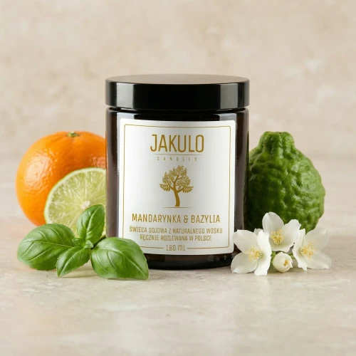 Swieca sojowa Mandarynka i Bazylia 180ml - JAKULO