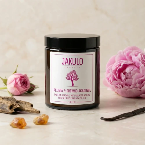 Swieca sojowa Peonia i Drewno Agarowe 180ml - JAKULO