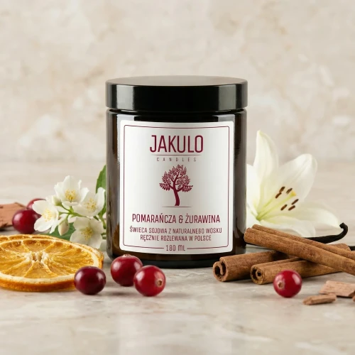 Swieca sojowa Pomarancza i Zurawina 180ml - JAKULO