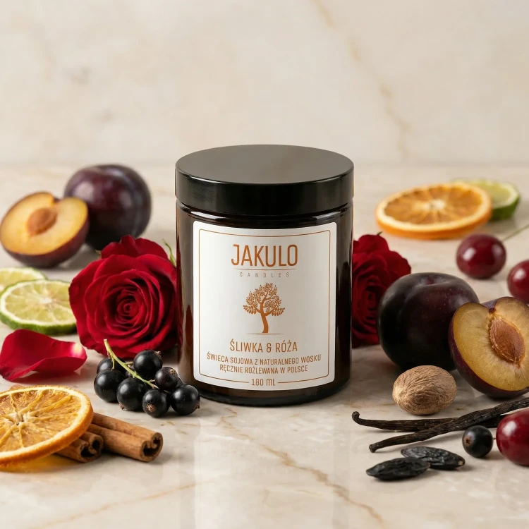 Swieca sojowa Sliwka i Roza 180ml - JAKULO
