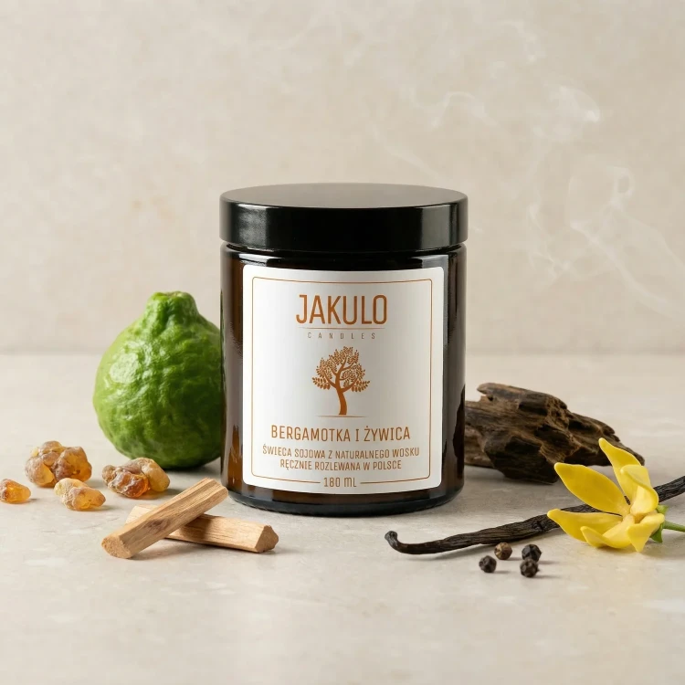 Swieca sojowa Bergamotka i Zywica 180ml - JAKULO