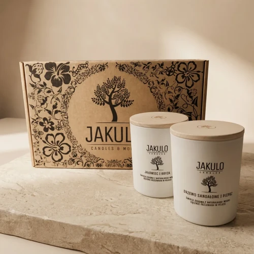Zestaw Premium JAKULO - 2 świece sojowe 280ml z eleganckim pudełkiem prezentowym JAKULO Candles & More
